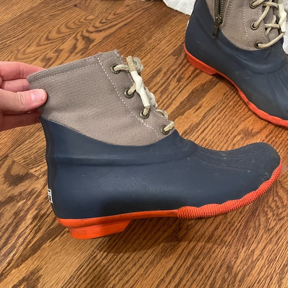 Sperry Duck Rain Boots - blue and orange colorblock sz 6 - Picture 4 of 5